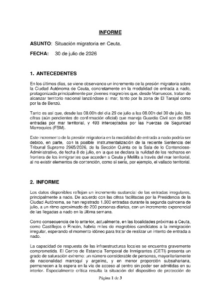 Vista previa documento desclasificado 20260730_JIGC(3II)_INF_Situacion migratoria Ceuta