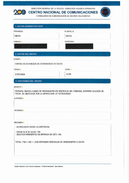 Vista previa de la primera página de Centro Nacional de Comunicaciones - Formulario de comunicación de hechos relevantes