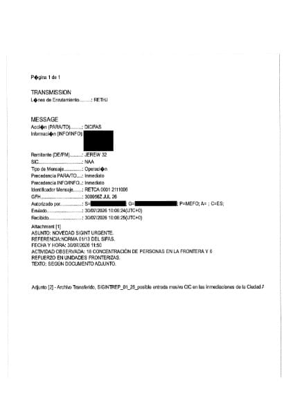 Vista previa de la primera página de SIGINTREP 01/2026